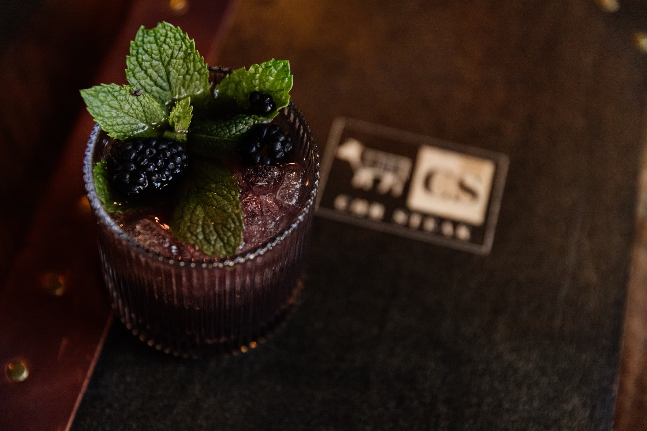 Blackberry smash cocktail at CHR Steak