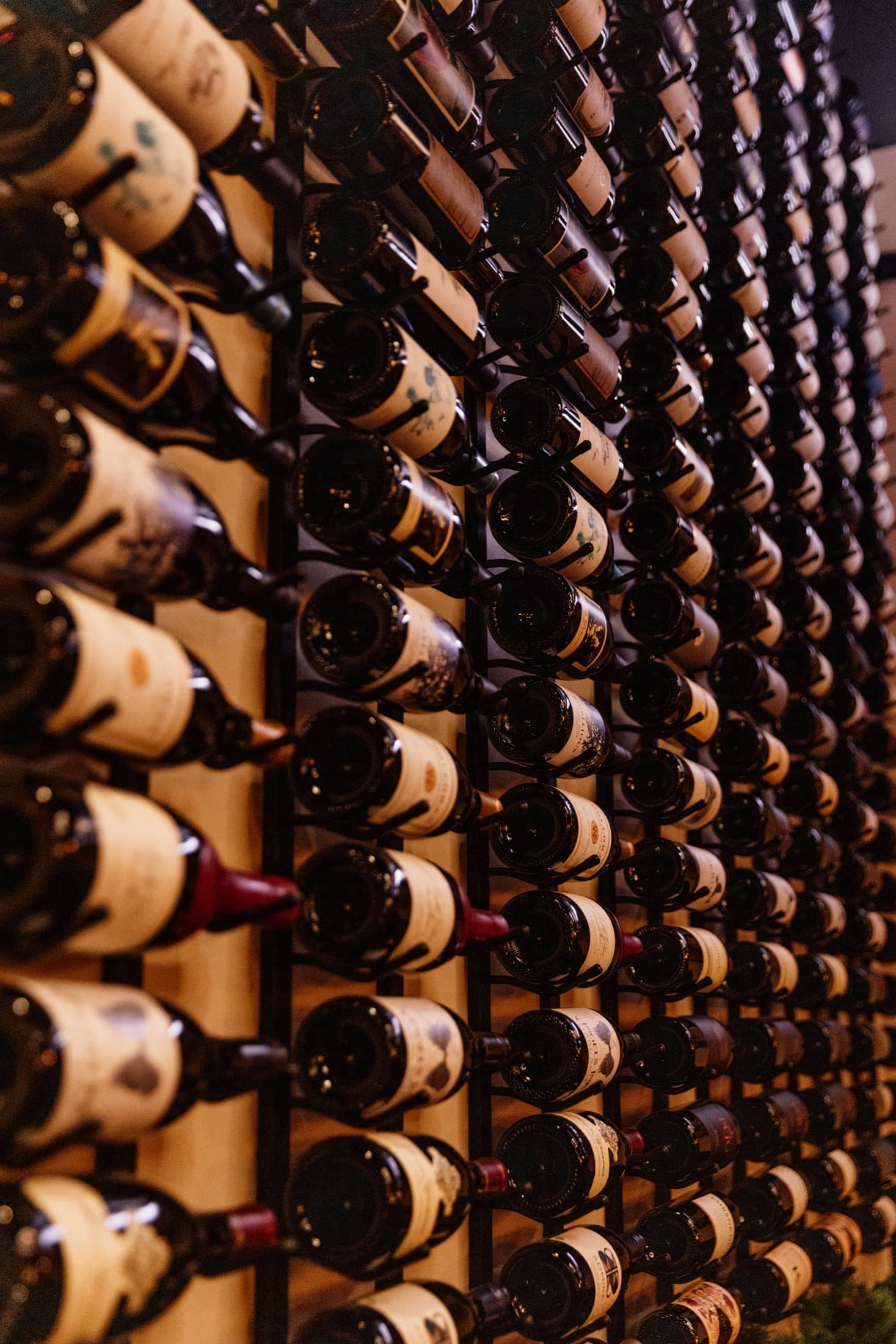 Floor-to-ceiling wine wall at CHR Steak