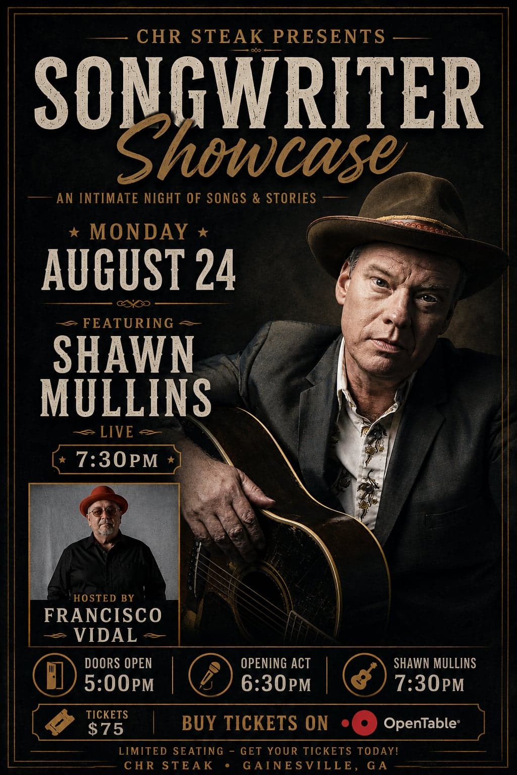 Songwriter Showcase: Shawn Mullins at CHR Steak